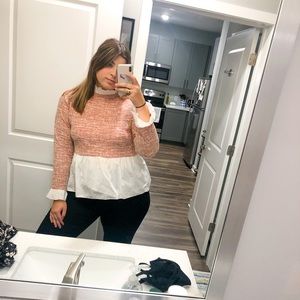 BooHoo Pink Tweed Blouse